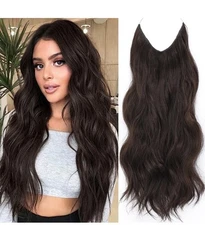 YOGFIT Wreath Hair Extensions, 2 Clip Invisible Wreath Cord-Dark Brown (Box B)