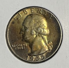 Golden & Dark Toned 1955 Washington Silver Quarter