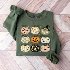 Halloween Pumpkin Sweatshirt Cozy Fall Autumn Spooky Season