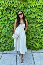 Sz 6 Reformation Balia Linen Midi Dress in Sandy Stripe