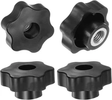 HARFINGTON 4pcs Star Knobs M12 Female Thread 48mm Head x 48mm, Black 