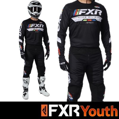2026 FXR YOUTH Motocross Kit Combo JUNGEN FXR MX APEX SCHWARZ MX Kit - alle Größen