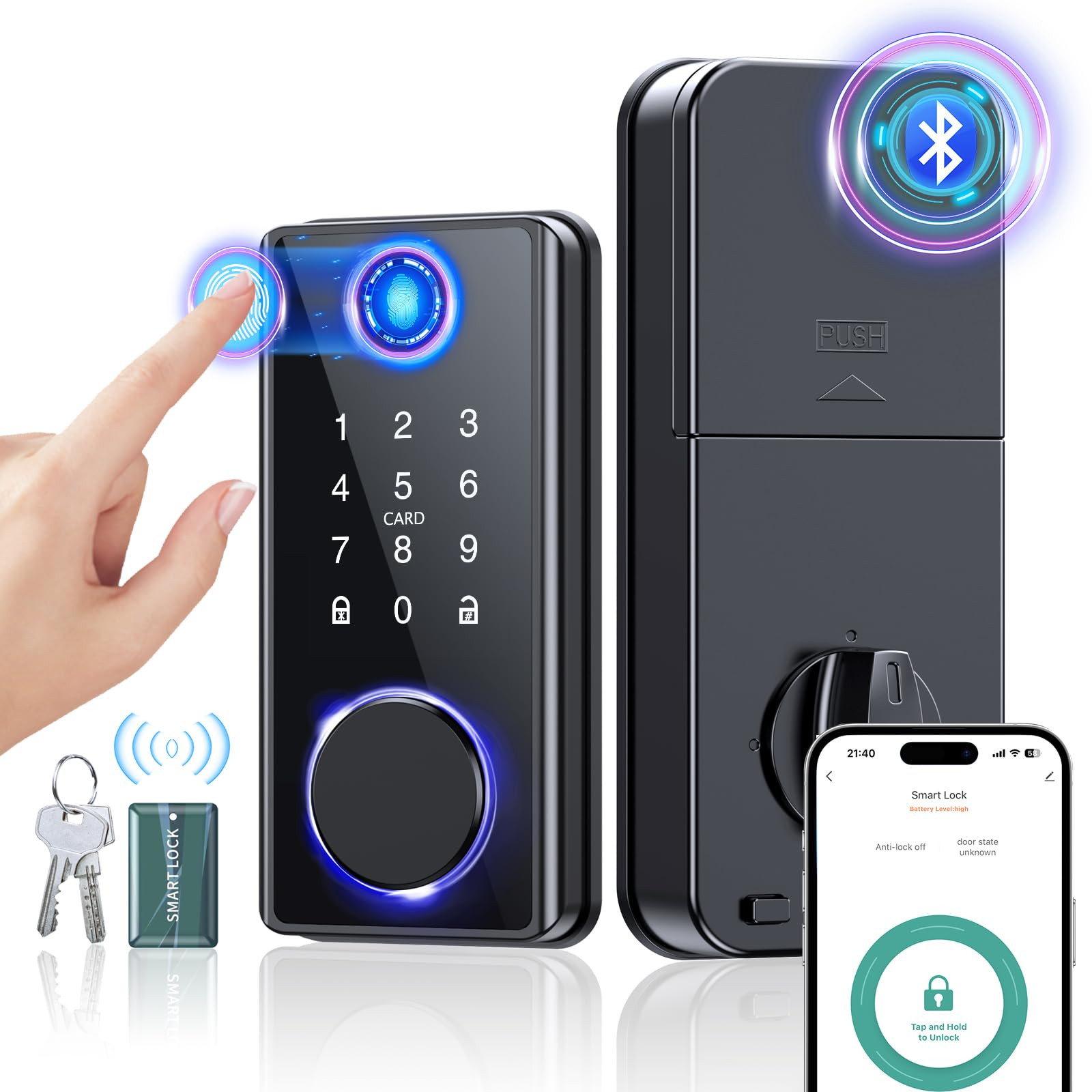 Smart Fingerprint Deadbolt Lock - Keyless Entry for Front Doors with Secure Access