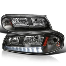 Black Clear Lens Led Smd Headlight Assembly For 2000-2005 Chevy Impala Lr Pair