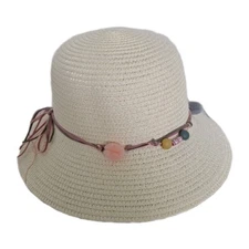 Girls Paper Bucket Fashion Hat Sun Visor Beach Hat