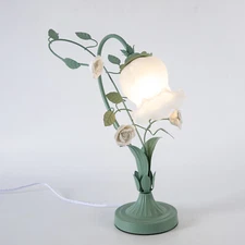 Flower Glass Table Lamp Desk Night Light Home Decor w/5.12" Wide Glass Lampshade