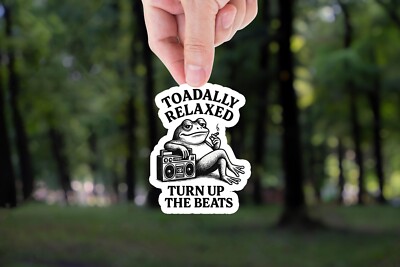 Funny frog sticker, toad meme decal, boombox vinyl sticker, chill frog, stoner h