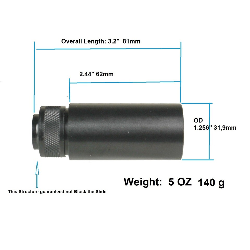 Aluminum Linear Muzzle Brake 1/2X28 TPI Barrel Extension Tube For 9 mm ...