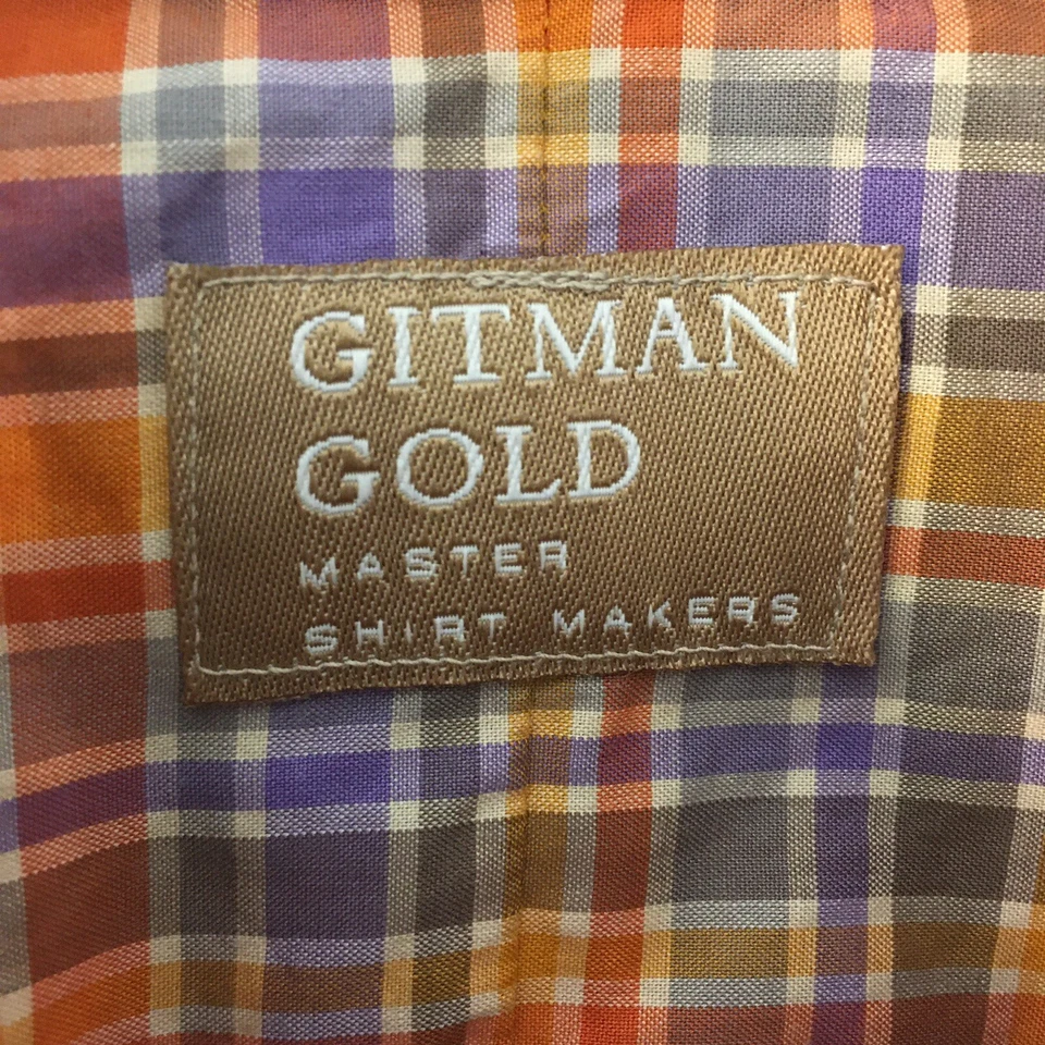GITMAN GOLD Shirt Plaid Multicolor Small 14 1/2 - 33 Long Sleeve Made In USA - Image 3 of 4