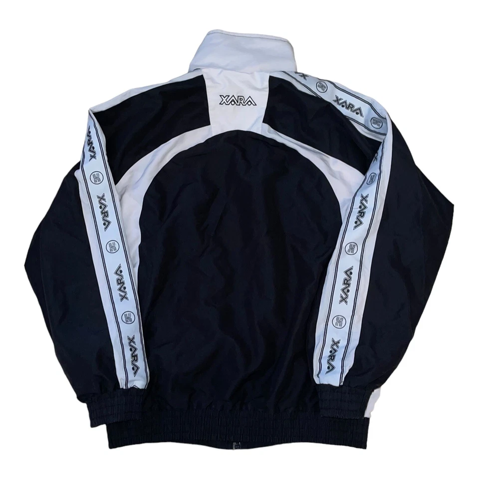 Chaqueta de fútbol vintage para hombre pequeña con logotipos de colores bloque de colores años 90 RARA Foto 3 de 4