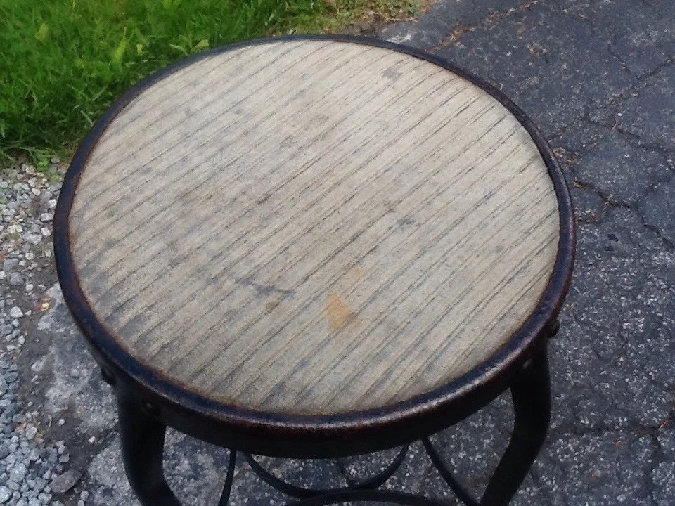 Taburete industrial vintage TOLEDO 24" - metal/tela - asiento redondo 14" - muy bueno Foto 2 de 4