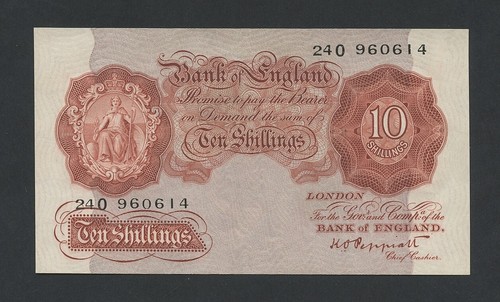 Banconota 10 scellini BANCA D'Inghilterra 1934 Peppiatt 1° periodo O-ULTIMO B236 banconote - Foto 1 di 2