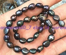 Natural 9-10mm Tahitian Black Pearl Baroque Loose Beads 14inch Beads Z1516
