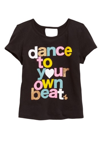 Old Navy Kids Girls Size XS (5) Black Short Sleeve Keyhole Cutout Tee T-Shirt