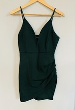 Akira Womens Green Mini Dress Size M Sexy Tight Deep-V