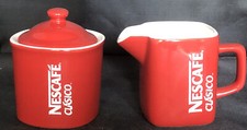 NESCAFE CLASICO 3 Pc Coffee Creamer Sugar Bowl With Lid Red