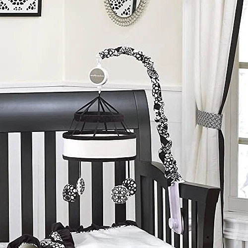 Juego de ropa de cama para cuna Elsa CoCaLo Couture de 6 piezas floral negro blanco glamour para niñas Foto 2 de 4