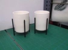 2-3"x4" Candle Holder Cups With Stands White Ceramic 4-3/4"OAH
