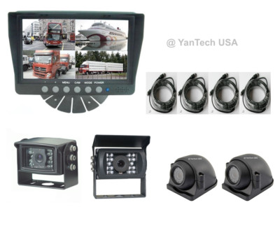 QUAD REAR VIEW BACKUP CAMERA SYSTEM WITH 7''MONITOR & FOUR CCD 700TVL IR CAMERAS