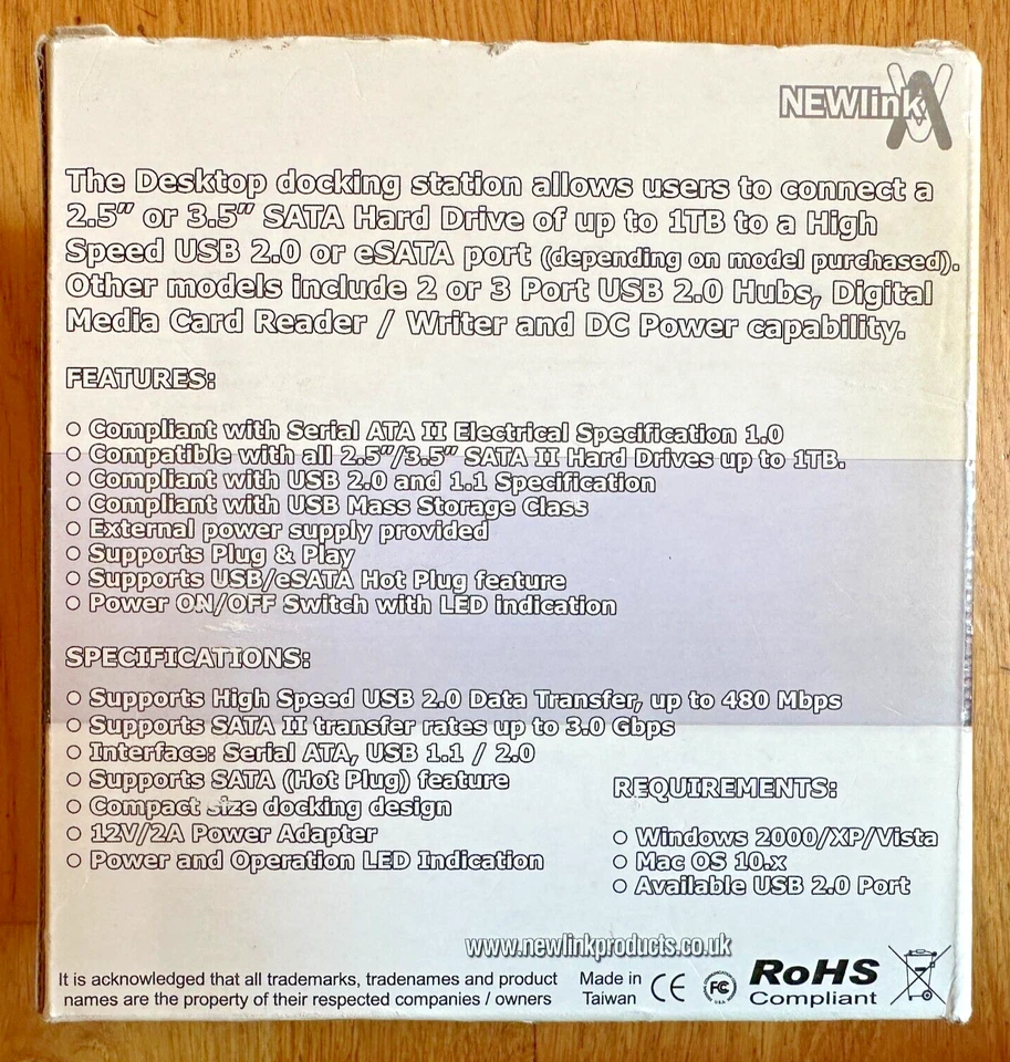 NEWLINK SATA HDD Docking Station 2.5" or 3.5" SATA II Hard Drive, Up To 1TB, NEW - Image 3 of 4