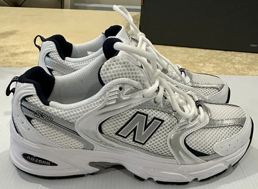 Size 7.5 - New Balance color White silver sneaker | eBay