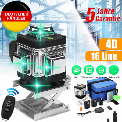 4D 16 Line Laser Level Wasserwaage 4x 360° Kreuzlinienlaser Selbstnivellierend