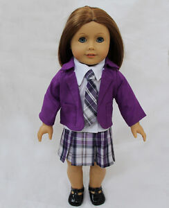 Four-piece purple doll uniforms.Suitable for 18 /"American girl dolls clothes