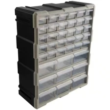 39-Drawer Black Plastic Small Parts Compartment Organizer - Storage Drawers for