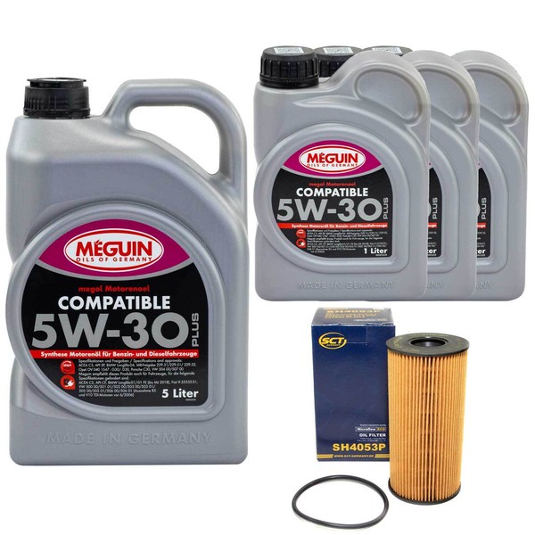 MotoröL Set Compatible 5W-30 Meguin 8 Liter + ÖLfilter FüR Nissan Opel Renault-image
