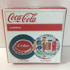 Coca-Cola Coasters 2 Of Each, 4 Pack (2 Assorted Designs) 2014 Soda Gift House