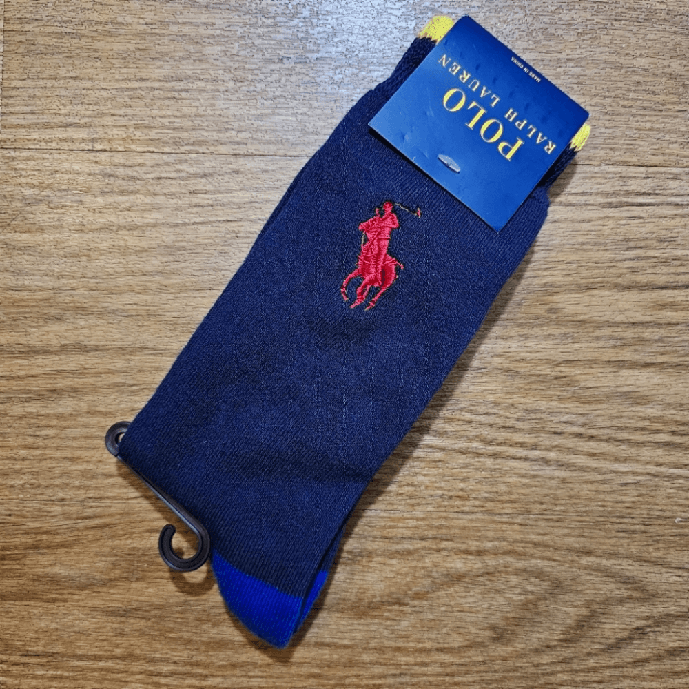 Polo Ralph Lauren Pony Calze Equipaggio Deluxe Logo Ricamato Miscela Cotone Navy L