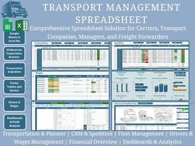 #ad All in One Transport Business Management Google Excel Spreadsheet Metric $69.99