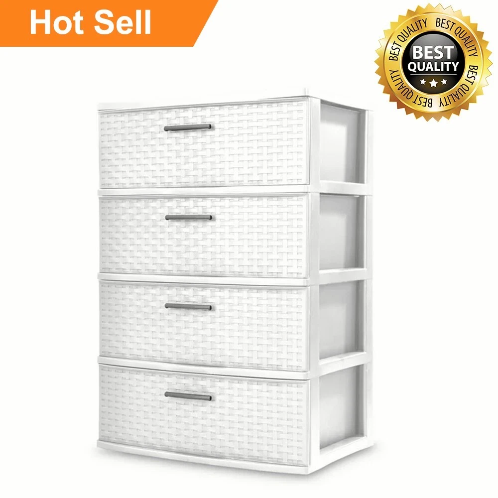 Sterilite 3 Drawer Wide Weave Tower White 