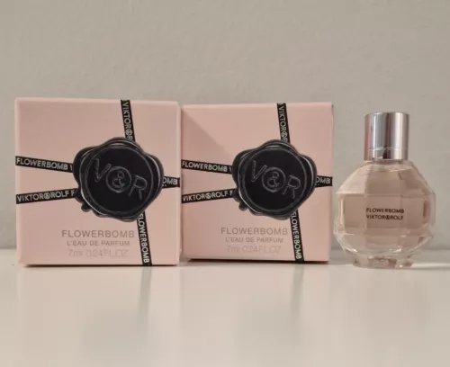 SET OF 2 x 7ml VIKTOR & ROLF FLOWERBOMB L'EAU DE PARFUM MINI DAB-ON FRAGRANCES