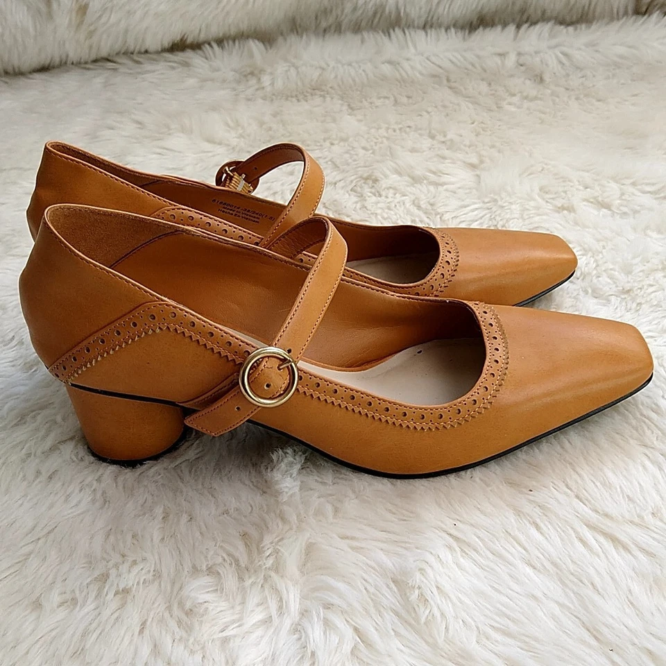 Zapatos de vestir Charles & Keith para mujer 38 tacón alto marrón punta cuadrada correa Mary Jane Foto 4 de 4