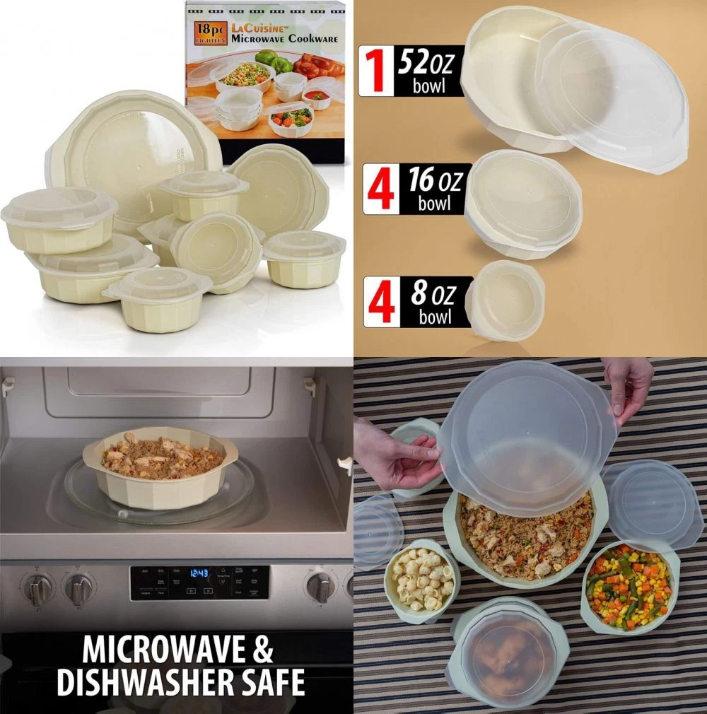 LaCuisine 18 Piece Microwave Cookware Set, White