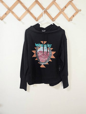 NWT Wrangler Retro Vintage Black Graphic Embroidered Hoodie Sweatshirt - Size L