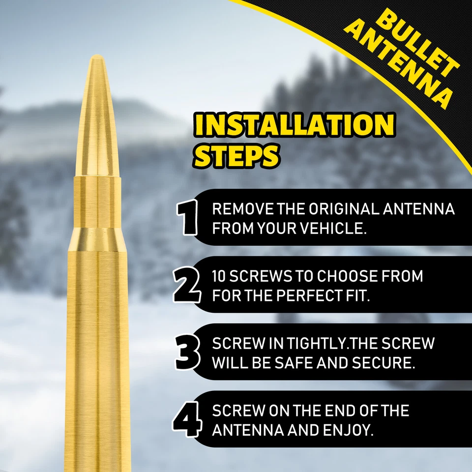 Kit de antena Golden Bullet y tornillos de adaptación para Chevrolet Silverado 2500 HD Classic Foto 2 de 4