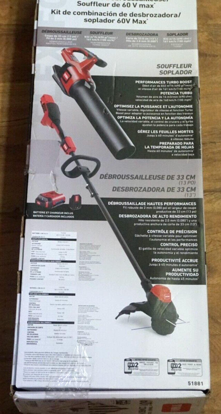 Toro 51881 60V MAX Electric Battery String Trimmer & Leaf Blower Combo Kit