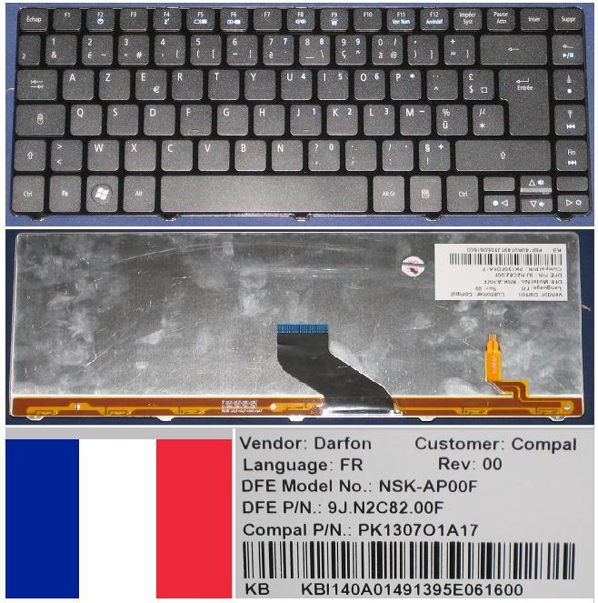 Clavier Azerty français Acer AS3810T de rechange pour réparer les touches bloquées de votre PC