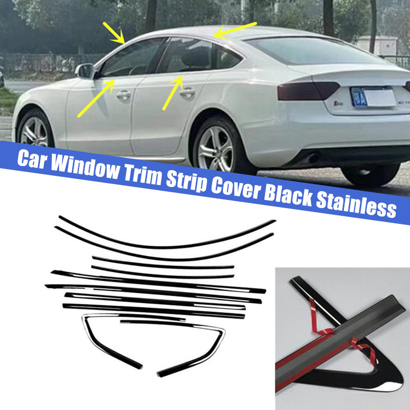 2011-2015 Audi A5 S5 4-Door Black Stainless Window Trim Strip Cover