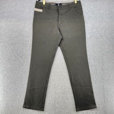 Epico Straight Pant Men's Size Regular 36 Green Solid Cotton Logo Comfort Button