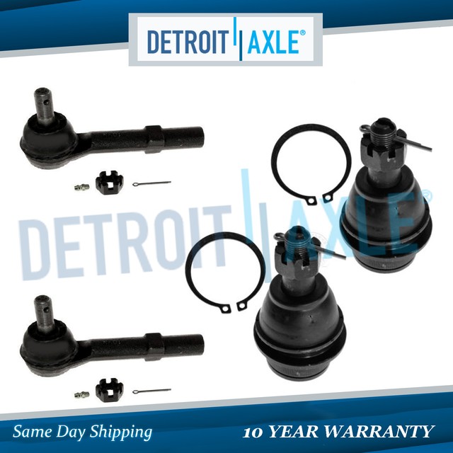Pair Lower Ball Joints + (2) Outer Tie Rod Links Chevy Silverado GMC