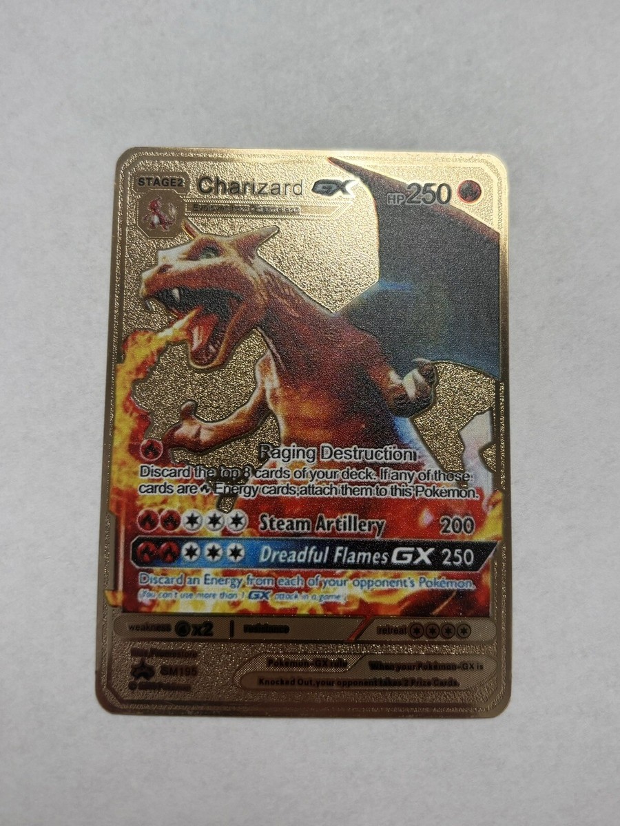 Detective Pikachu Charizard GX Gold Metal Pokemon Display Card