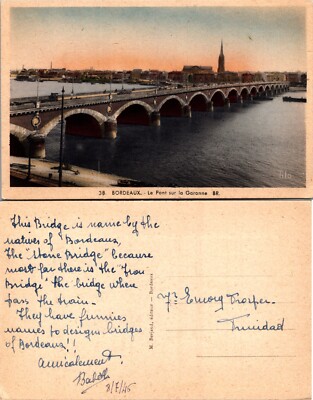 Bordeaux Le Pont Sur La Garonne Postcard