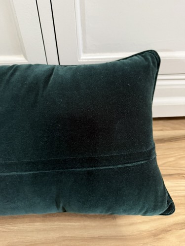 Almohada decorativa vintage hecha a mano punta de aguja Basset Hound terciopelo espalda verde - Imagen 5 de 5