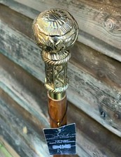 SWAGGER WALKING STICK CANE VICTORIAN STYLE SOLID BRASS TOP KNOB LONG HEAD HANDLE