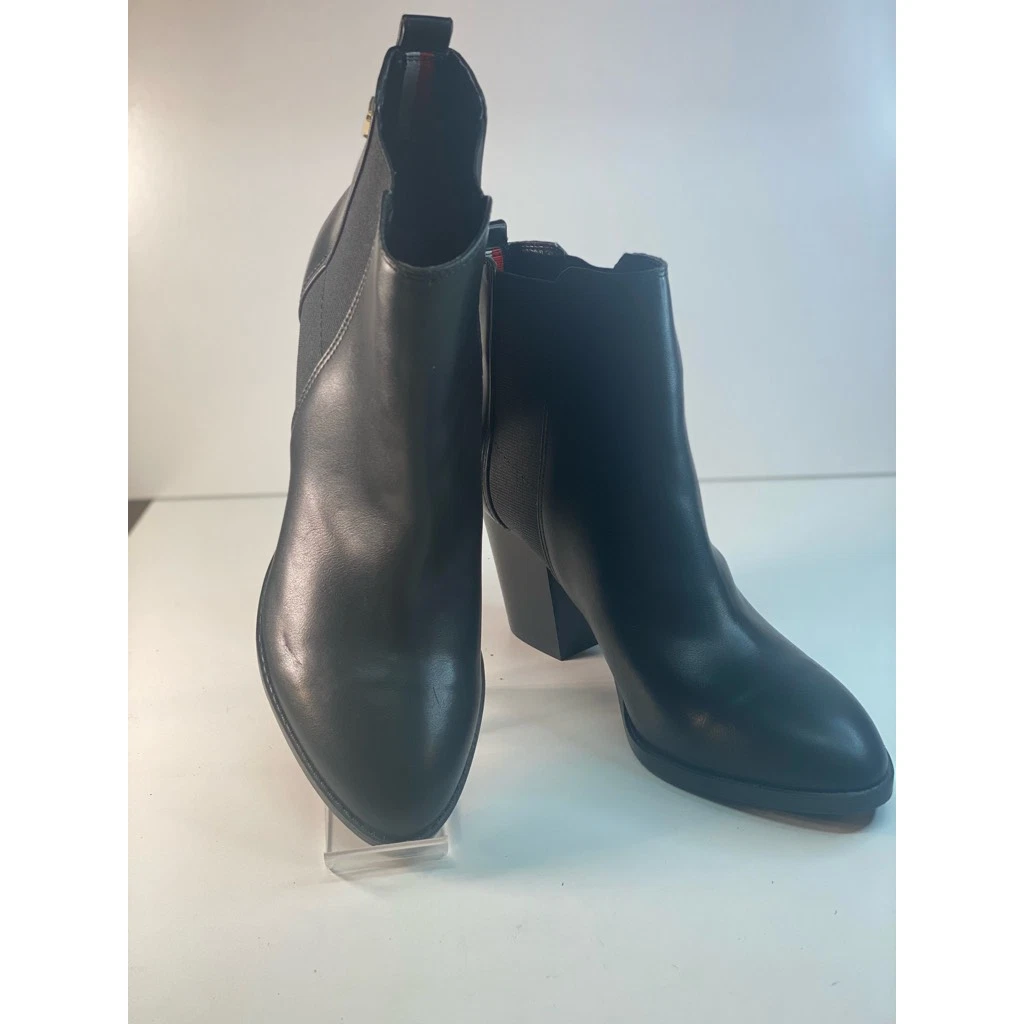 Tommy Hilfiger Womens Ankle Boots Booties Black Cuban Heel On 8.5 | eBay