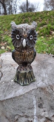  Vintage, ORIGINAL, Owl USSR, Hand, carved Home decor 1953-1967  Wooden figurin.