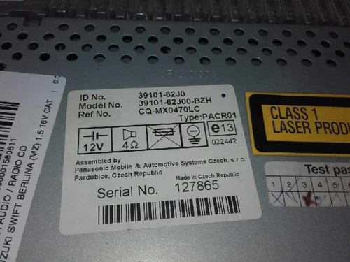 3910162J0 Sistema Audio/Radio Cd para SUZUKI SWIFT BERLINA (RS/MZ) * 1580811 - Imagen 4 de 4